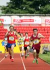 No 27 George Elliott (Essex) wins the Junior Boys 800 metres from Jethro McGraw (Derby).